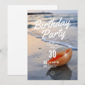 Strand Thema Verjaardagsfeest Uitnodiging (Voorkant / Achterkant)