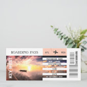 Strand thema vliegtuig boarding pass weekend kaart (Staand voorkant)