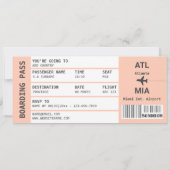 Strand thema vliegtuig boarding pass weekend kaart (Achterkant)