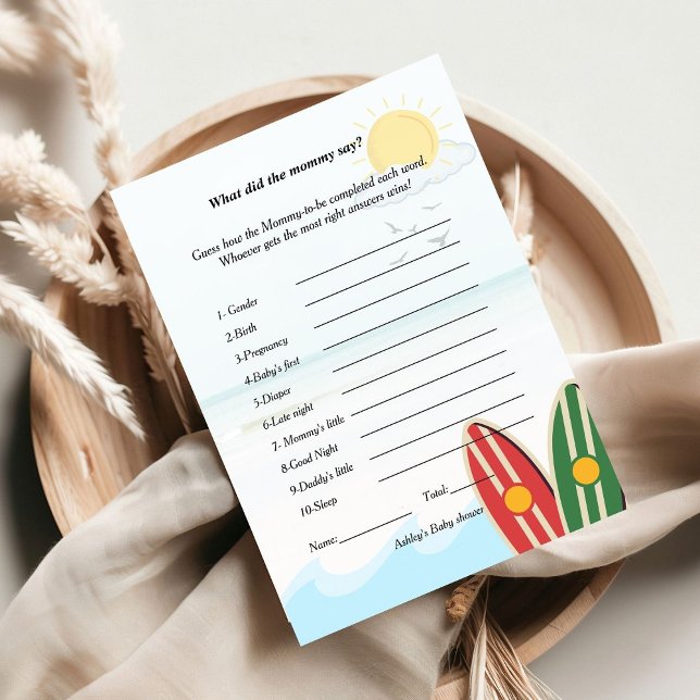 Strand thema Wat zei de moeder Baby shower spel (Creator heeft geüpload)