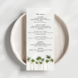 Strand thema Waterverf Palm Tree Menu<br><div class="desc">Dit is een modern, elegant menu met een strandthema met een minimalistische lettercombinatie en waterverf palmbomen. Alle tekst en alle lettertype- en achtergrondkleuren bewerken. De kleuren van de palmbomen zijn niet bewerkbaar // Voor overeenkomende items, bezoek dan het "KAIA" collectie in de Sincerely By Nicole Zazzle winkel. * Als u...</div>
