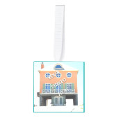 Strand thema zeeschelpen eerste Kerstmis in huis Kubus Ornament (Voorkant)