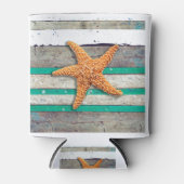 Strand thema zeesterren bruiloft rustiek blikjeskoeler (Voorkant)