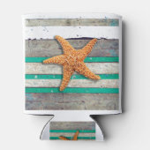 Strand thema zeesterren bruiloft rustiek blikjeskoeler (Achterkant)