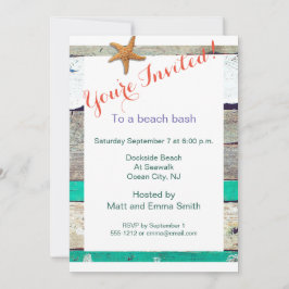 Strand thema zeesterren bruiloft rustiek kaart