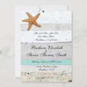 Strand thema zeesterren bruiloft rustiek kaart (Voorkant)