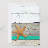 Strand thema zeesterren bruiloft rustiek kaart (Achterkant)