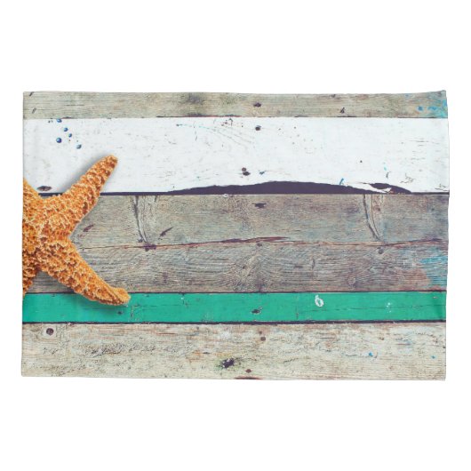 Strand thema zeesterren bruiloft rustiek kussensloop (Achterkant)