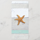 Strand thema zeesterren bruiloft rustiek menu (Achterkant)