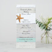 Strand thema zeesterren bruiloft rustiek menu (Staand voorkant)