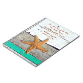 Strand thema zeesterren bruiloft rustiek notitieboek (Linkerzijde)