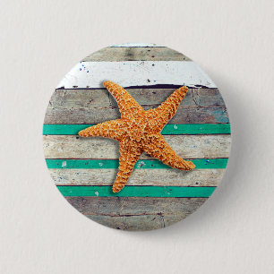 Strand thema zeesterren bruiloft rustiek ronde button 5,7 cm