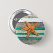 Strand thema zeesterren bruiloft rustiek ronde button 5,7 cm (Voorkant /achterkant)