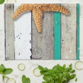 Strand thema zeesterren bruiloft rustiek theedoek (Gevouwen)