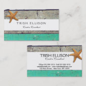 Strand thema zeesterren bruiloft rustiek visitekaartje (Voorkant / Achterkant)