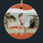 Strand thema zeesterren foto keramisch ornament<br><div class="desc">Strand foto ornament aandenken voor vakantie herinneringen,  huwelijkscadeaus of elke gelegenheid. Voeg je eigen favoriete foto toe en verander indien nodig tekst op de achterkant.</div>