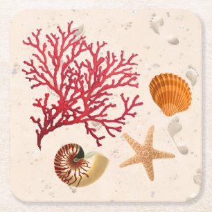 Strand themafeest kartonnen onderzetters