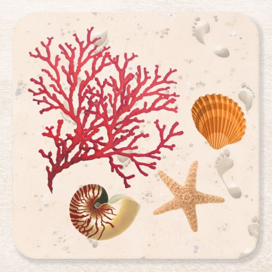 Strand themafeest kartonnen onderzetters (Voorkant)