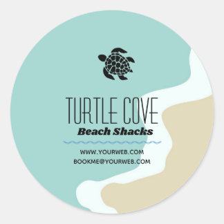 Strand Theme Turtle Logo Round Label