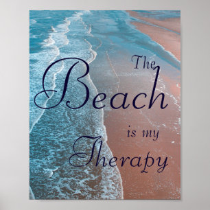 strand Therapie Gezegde met blauw kustwater Poster