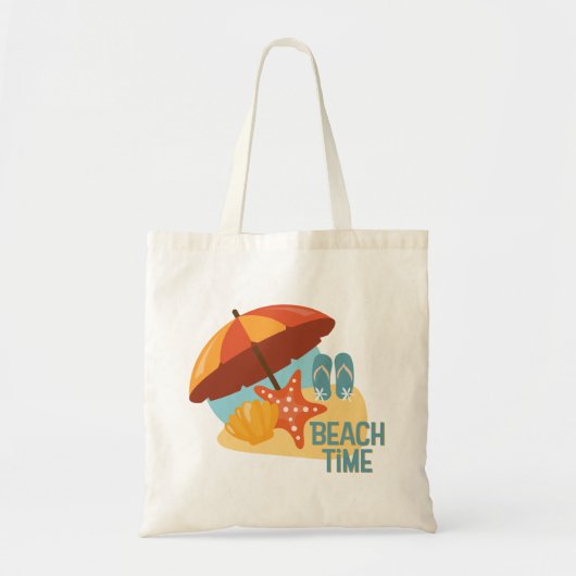 Strand Tijd Budget Tote Bag (Voorkant)
