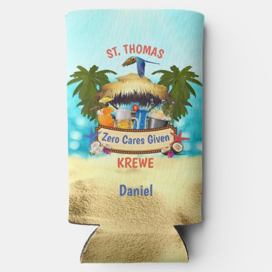 Strand Tiki Bar Slim Seltzer Blikjeskoeler (Achterkant)