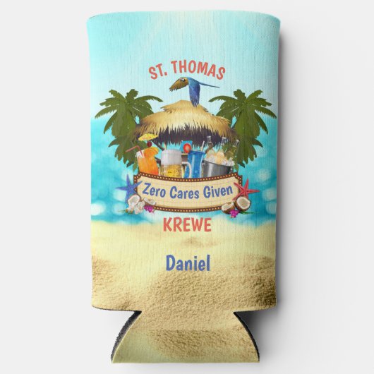 Strand Tiki Bar Slim Seltzer Blikjeskoeler (Voorkant)