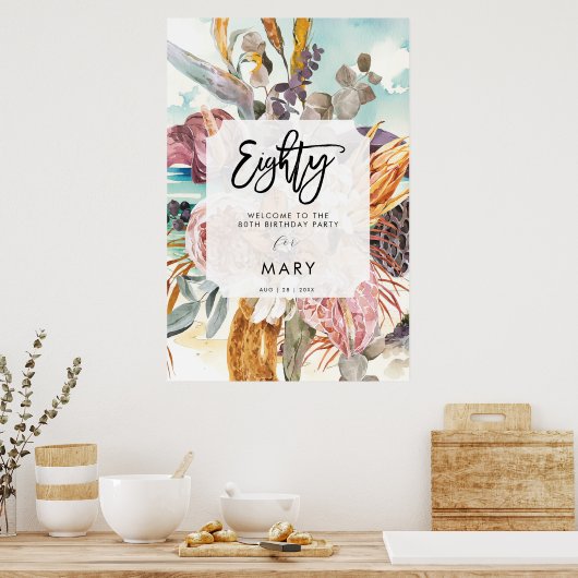 Strand Tropical Florals tachtig welkomstbord poste Poster (Keuken)
