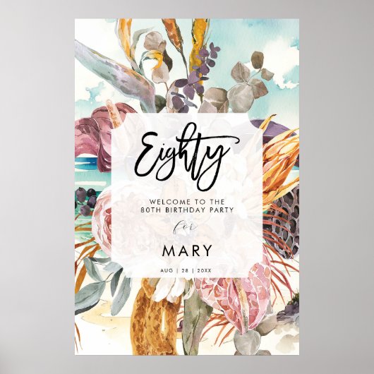 Strand Tropical Florals tachtig welkomstbord poste Poster (Voorkant)