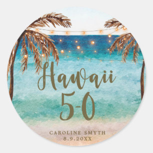 strand tropical Hawaii 5 0 50 verjaardag sticker