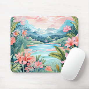Strand Tropical Island Oerwoud Bergen Floral Muismat