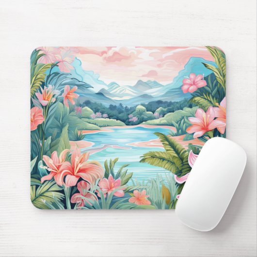 Strand Tropical Island Oerwoud Bergen Floral Muismat (Met muis)