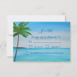 Strand Tropical Island Zomer Huwelijk RSVP Kaartje