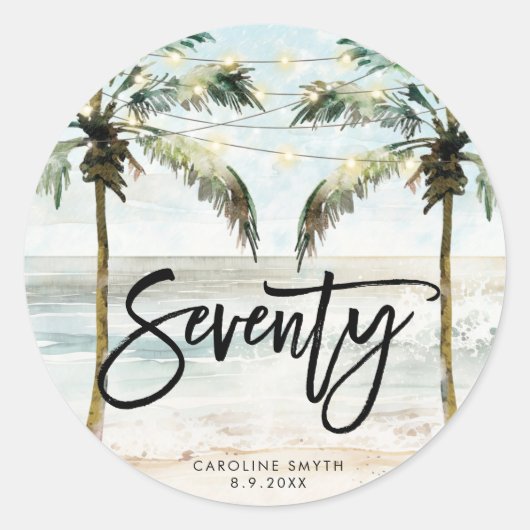 Strand Tropical Palms 70e verjaardag sticker (Voorkant)
