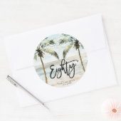 Strand Tropical Palms 80e verjaardag sticker (Envelop)