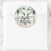 Strand Tropical Palms Sweet 16 Verjaardag sticker (Tas)