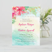 Strand Tropical String Lights Wedding Kaart (Staand voorkant)