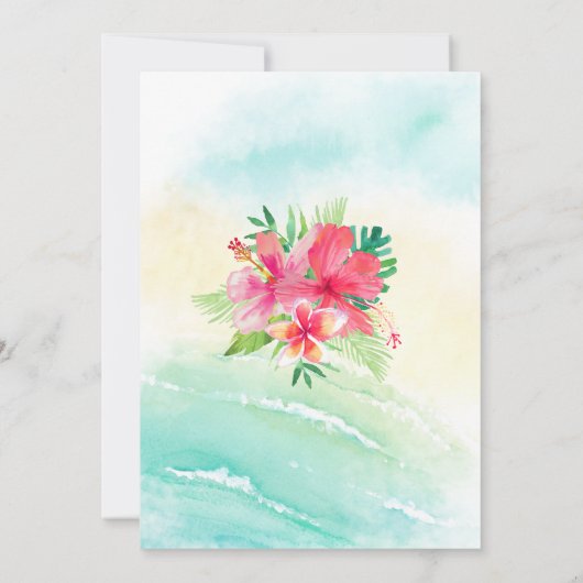 Strand Tropical String Lights Wedding Kaart (Achterkant)