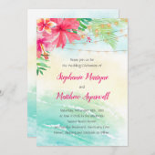 Strand Tropical String Lights Wedding Kaart (Voorkant / Achterkant)