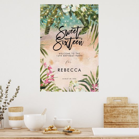 Strand Tropical Sweet 16 Welkomstbord poster (Keuken)