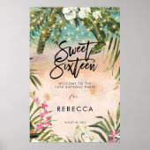 Strand Tropical Sweet 16 Welkomstbord poster (Voorkant)