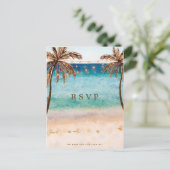 Strand Tropical Wedding RSVP briefkaart (Staand voorkant)