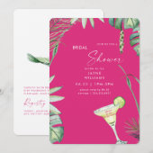 Strand Tropics Hot Pink Margarita Vrijgezellenfees Kaart (Voorkant / Achterkant)