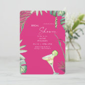Strand Tropics Hot Pink Margarita Vrijgezellenfees Kaart (Staand voorkant)