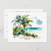 strand tropisch aloha bruiloft rsvp briefkaart (Voorkant / Achterkant)