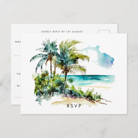 strand tropisch aloha bruiloft rsvp briefkaart (Voorkant / Achterkant)