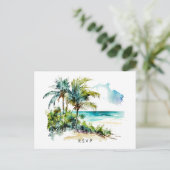 strand tropisch aloha bruiloft rsvp briefkaart (Staand voorkant)