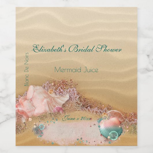 Strand, Tropisch, Bestemming, Aangepaste Trouwwijn Wijn Etiket (Enkel label)