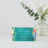 Strand tropisch Hawaiian bruiloft gast details Informatiekaartje (Staand voorkant)