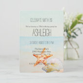 Strand Tropisch met Starfish en Conch verjaardag Kaart (Staand voorkant)